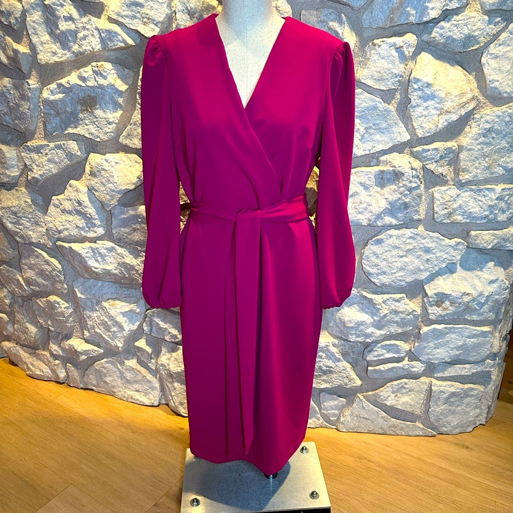 Fuchsia / Purple Alexia Admor long sleeve belted dress v neck